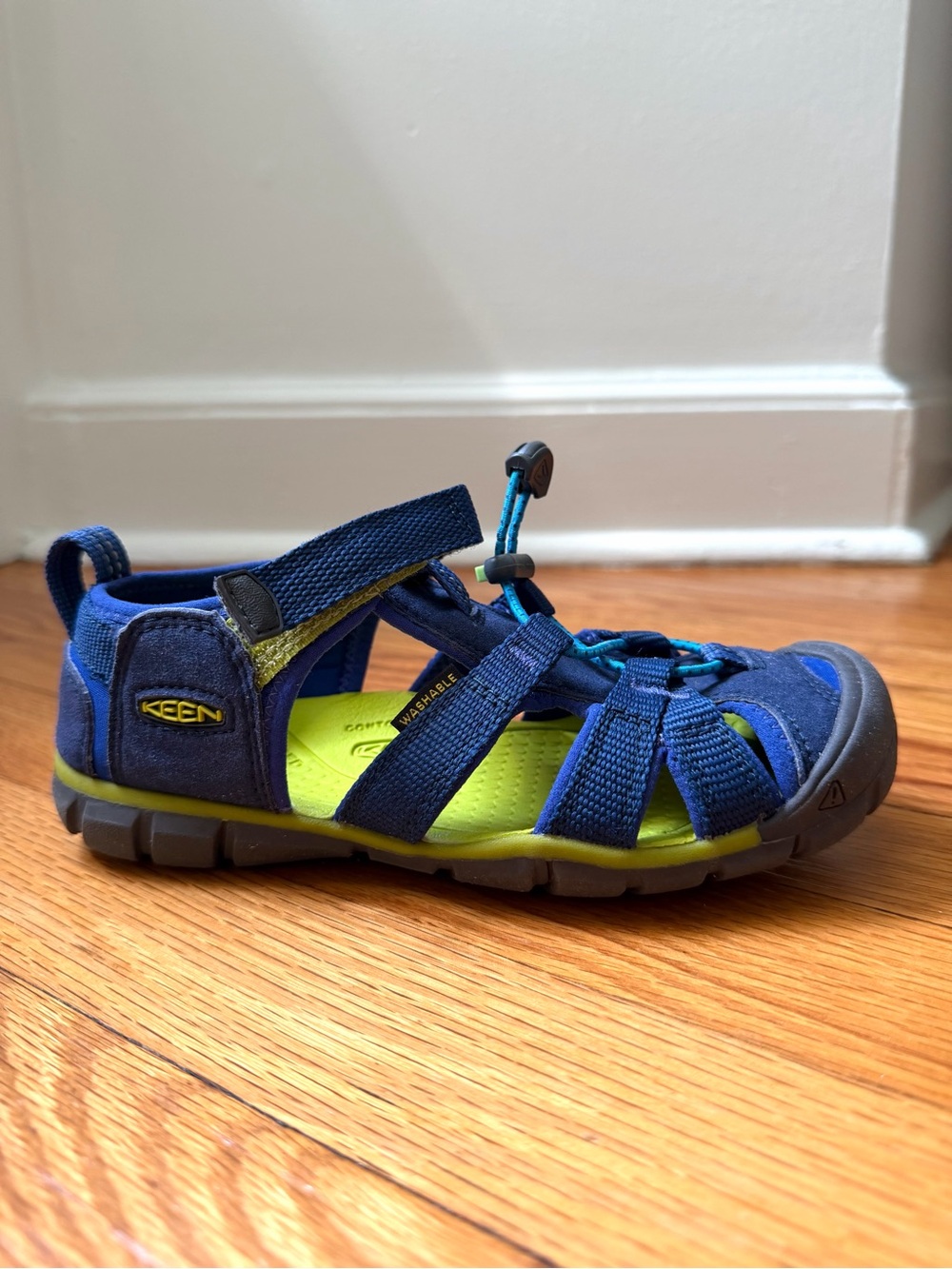 KEEN Kids Seacamp II CNX Water Sandals Navy Lime Green Size 1 Youth
